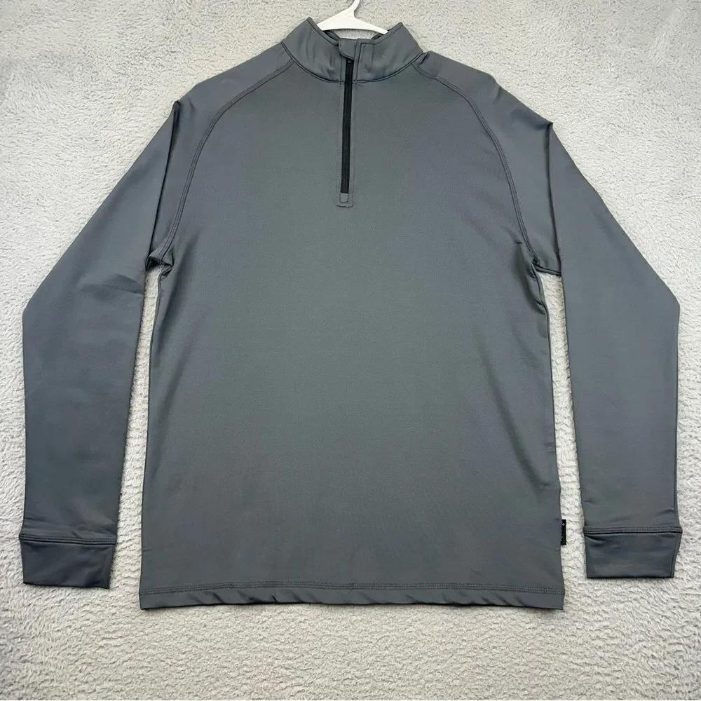 Swannies Golf‎ Sweater Mens Medium Gray Pullover 1/4 Zip Stretch Repreve 23 NEW